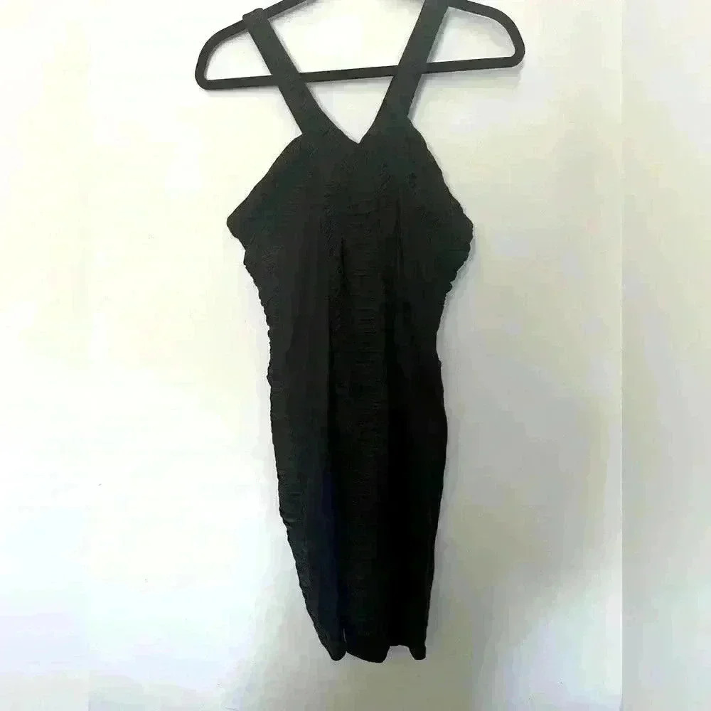 Leifsdottir Cotton Jersey Ruched Dress in Black Size L - Picture 4 of 11